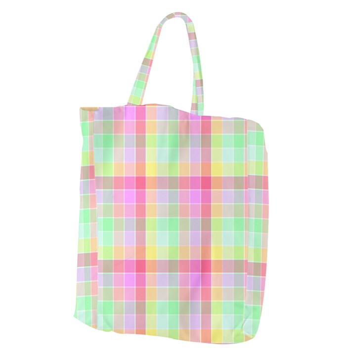 Pastel Rainbow Sorbet Ice Cream Check Plaid Giant Grocery Tote