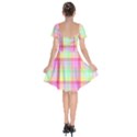 Pastel Rainbow Sorbet Ice Cream Check Plaid Short Sleeve Bardot Dress View2