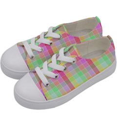 Pastel Rainbow Sorbet Ice Cream Check Plaid Kids  Low Top Canvas Sneakers by PodArtist