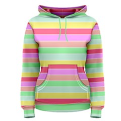 Pastel Rainbow Sorbet Horizontal Deck Chair Stripes Women s Pullover Hoodie by PodArtist