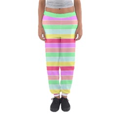 Pastel Rainbow Sorbet Horizontal Deck Chair Stripes Women s Jogger Sweatpants by PodArtist