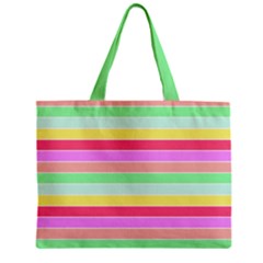 Pastel Rainbow Sorbet Horizontal Deck Chair Stripes Zipper Mini Tote Bag by PodArtist