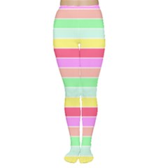 Pastel Rainbow Sorbet Horizontal Deck Chair Stripes Tights by PodArtist