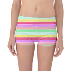 Pastel Rainbow Sorbet Horizontal Deck Chair Stripes Boyleg Bikini Bottoms by PodArtist