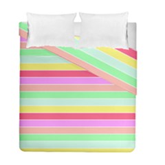 Pastel Rainbow Sorbet Horizontal Deck Chair Stripes Duvet Cover Double Side (full/ Double Size) by PodArtist