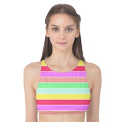 Pastel Rainbow Sorbet Horizontal Deck Chair Stripes Tank Bikini Top by PodArtist