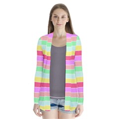 Pastel Rainbow Sorbet Horizontal Deck Chair Stripes Drape Collar Cardigan by PodArtist