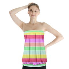 Pastel Rainbow Sorbet Horizontal Deck Chair Stripes Strapless Top