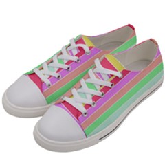 Pastel Rainbow Sorbet Horizontal Deck Chair Stripes Women s Low Top Canvas Sneakers by PodArtist