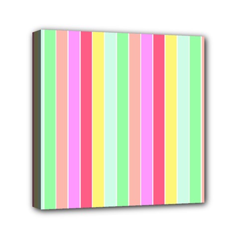 Pastel Rainbow Sorbet Deck Chair Stripes Mini Canvas 6  X 6  (stretched) by PodArtist