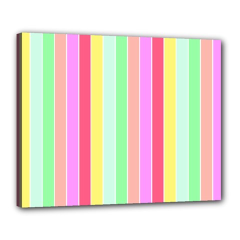 Pastel Rainbow Sorbet Deck Chair Stripes Canvas 20  X 16  (stretched) by PodArtist