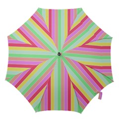 Pastel Rainbow Sorbet Deck Chair Stripes Hook Handle Umbrellas (large) by PodArtist