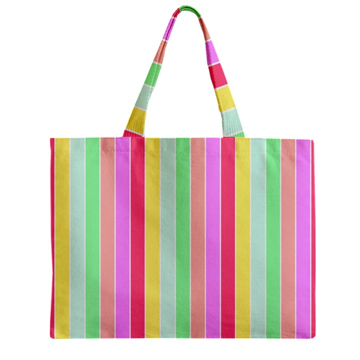 Pastel Rainbow Sorbet Deck Chair Stripes Zipper Mini Tote Bag