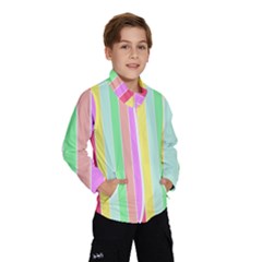 Pastel Rainbow Sorbet Deck Chair Stripes Windbreaker (kids) by PodArtist