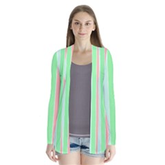 Pastel Rainbow Sorbet Deck Chair Stripes Drape Collar Cardigan by PodArtist