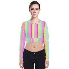 Pastel Rainbow Sorbet Deck Chair Stripes Zip Up Bomber Jacket by PodArtist