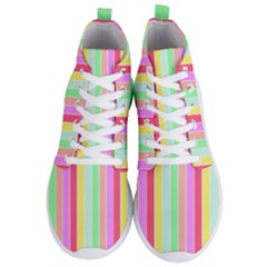 Pastel Rainbow Sorbet Deck Chair Stripes Men s Lightweight High Top Sneakers