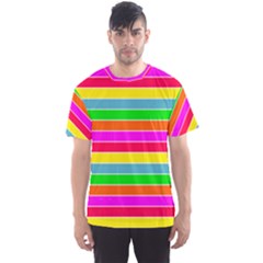 Neon Hawaiian Rainbow Horizontal Deck Chair Stripes Men s Sports Mesh Tee