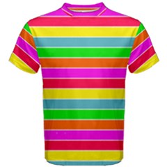 Neon Hawaiian Rainbow Horizontal Deck Chair Stripes Men s Cotton Tee by PodArtist