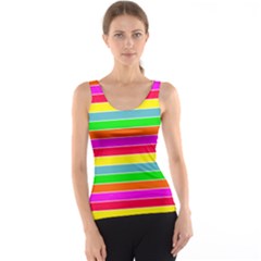 Neon Hawaiian Rainbow Horizontal Deck Chair Stripes Tank Top by PodArtist