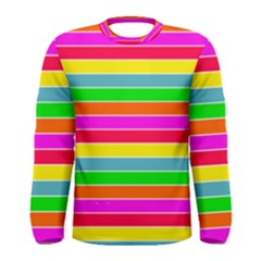 Neon Hawaiian Rainbow Horizontal Deck Chair Stripes Men s Long Sleeve Tee by PodArtist