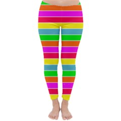 Neon Hawaiian Rainbow Horizontal Deck Chair Stripes Classic Winter Leggings by PodArtist