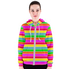 Neon Hawaiian Rainbow Horizontal Deck Chair Stripes Women s Zipper Hoodie