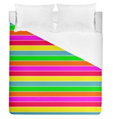 Neon Hawaiian Rainbow Horizontal Deck Chair Stripes Duvet Cover (Queen Size)