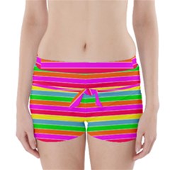 Neon Hawaiian Rainbow Horizontal Deck Chair Stripes Boyleg Bikini Wrap Bottoms