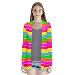 Neon Hawaiian Rainbow Horizontal Deck Chair Stripes Drape Collar Cardigan by PodArtist