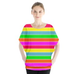 Neon Hawaiian Rainbow Horizontal Deck Chair Stripes Blouse