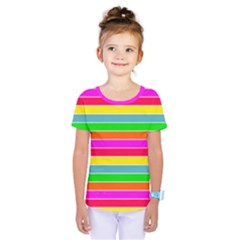 Neon Hawaiian Rainbow Horizontal Deck Chair Stripes Kids  One Piece Tee