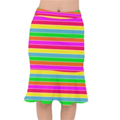 Neon Hawaiian Rainbow Horizontal Deck Chair Stripes Mermaid Skirt by PodArtist