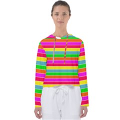 Neon Hawaiian Rainbow Horizontal Deck Chair Stripes Women s Slouchy Sweat by PodArtist