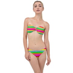 Neon Hawaiian Rainbow Horizontal Deck Chair Stripes Classic Bandeau Bikini Set