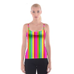 Neon Hawaiian Rainbow Deck Chair Stripes Spaghetti Strap Top by PodArtist