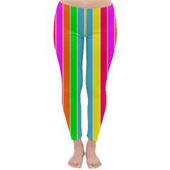 Neon Hawaiian Rainbow Deck Chair Stripes Classic Winter Leggings by PodArtist