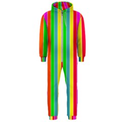 Neon Hawaiian Rainbow Deck Chair Stripes Hooded Jumpsuit (men)  by PodArtist