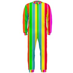 Neon Hawaiian Rainbow Deck Chair Stripes Onepiece Jumpsuit (men)  by PodArtist