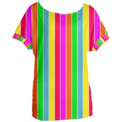 Neon Hawaiian Rainbow Deck Chair Stripes Women s Oversized Tee by PodArtist