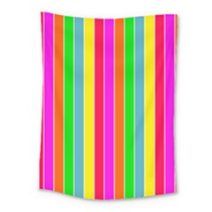 Neon Hawaiian Rainbow Deck Chair Stripes Medium Tapestry by PodArtist