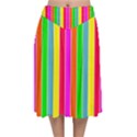 Neon Hawaiian Rainbow Deck Chair Stripes Velvet Flared Midi Skirt View1