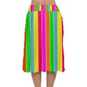 Neon Hawaiian Rainbow Deck Chair Stripes Velvet Flared Midi Skirt View2