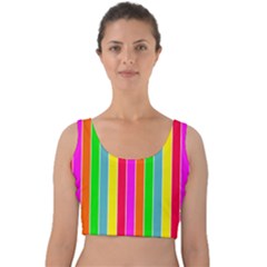 Neon Hawaiian Rainbow Deck Chair Stripes Velvet Crop Top