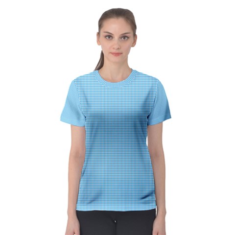 Oktoberfest Bavarian Blue Mini Houndstooth Check Women s Sport Mesh Tee by PodArtist