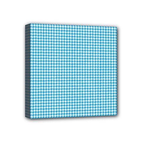 Oktoberfest Bavarian Blue Houndstooth Check Mini Canvas 4  X 4  (stretched) by PodArtist