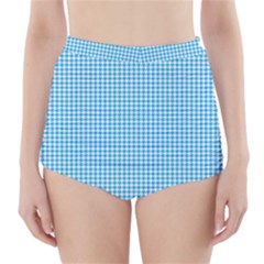 Oktoberfest Bavarian Blue Houndstooth Check High-waisted Bikini Bottoms by PodArtist