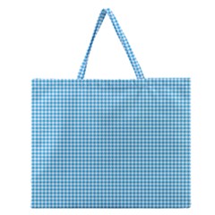 Oktoberfest Bavarian Blue Houndstooth Check Zipper Large Tote Bag by PodArtist