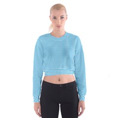 Oktoberfest Bavarian Blue Houndstooth Check Cropped Sweatshirt by PodArtist