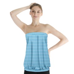 Oktoberfest Bavarian Blue Houndstooth Check Strapless Top by PodArtist